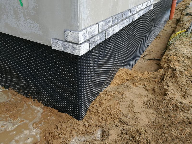 Waterproofing membrane on foundation